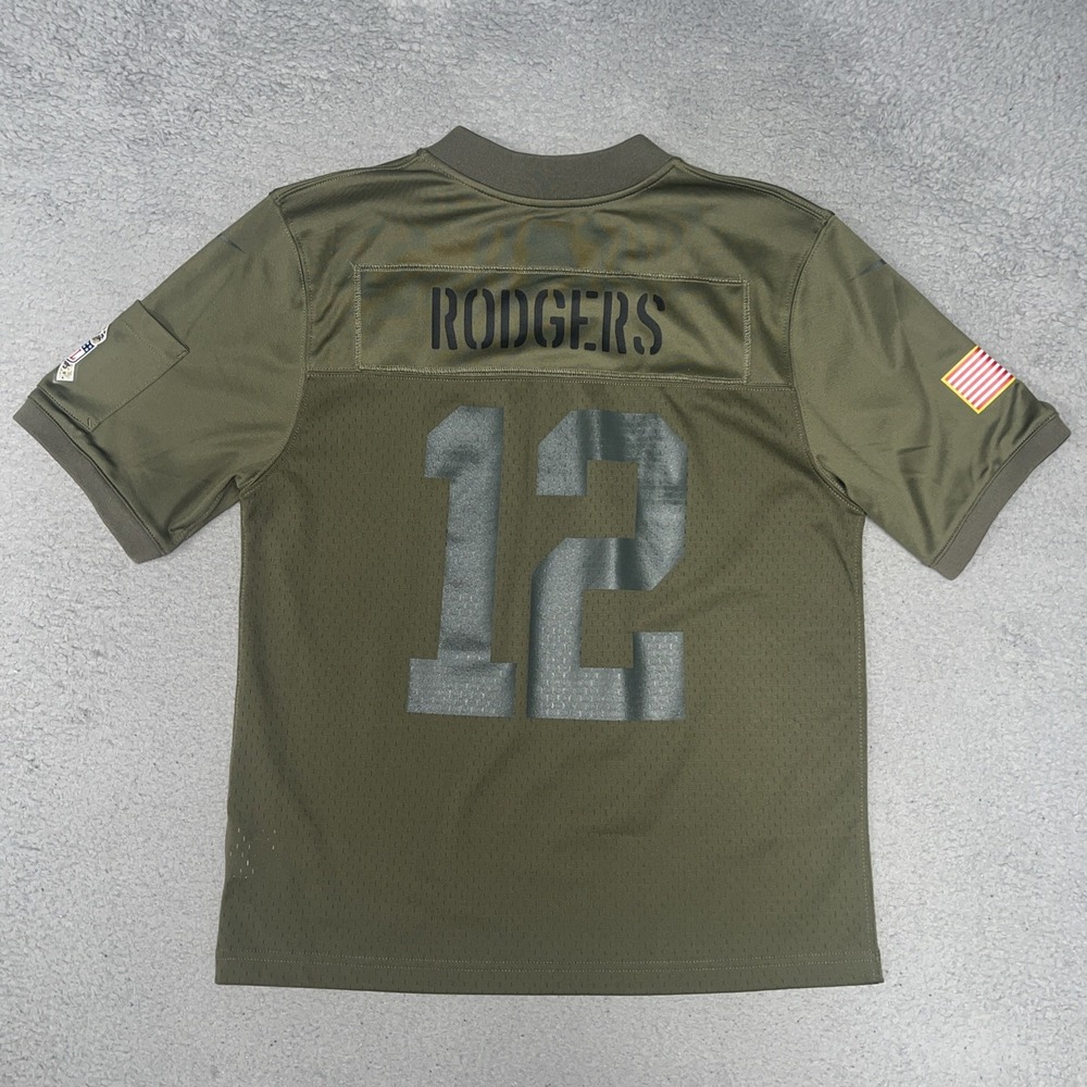 Nike Green Bay Packers Aaron Rodgers Salute To Service Jersey Youth Sz L #12 NFL